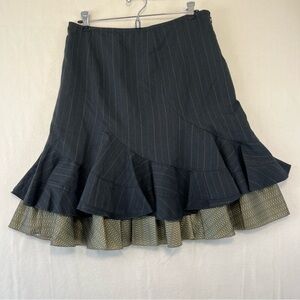 Dkny vintage pinstripe and polka dot ruffle skirt size 8